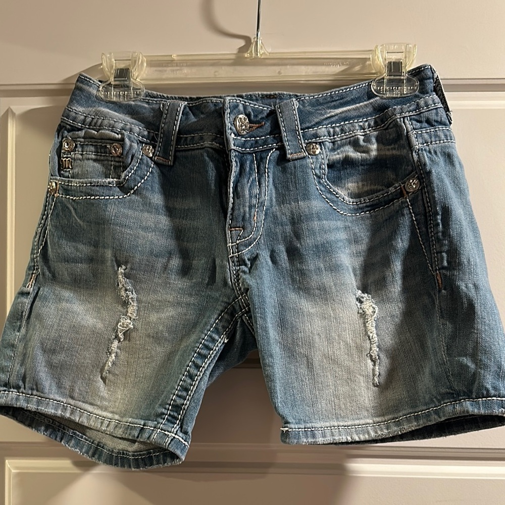 Miss Me Blue Jean Shorts Distressed Cut-Off